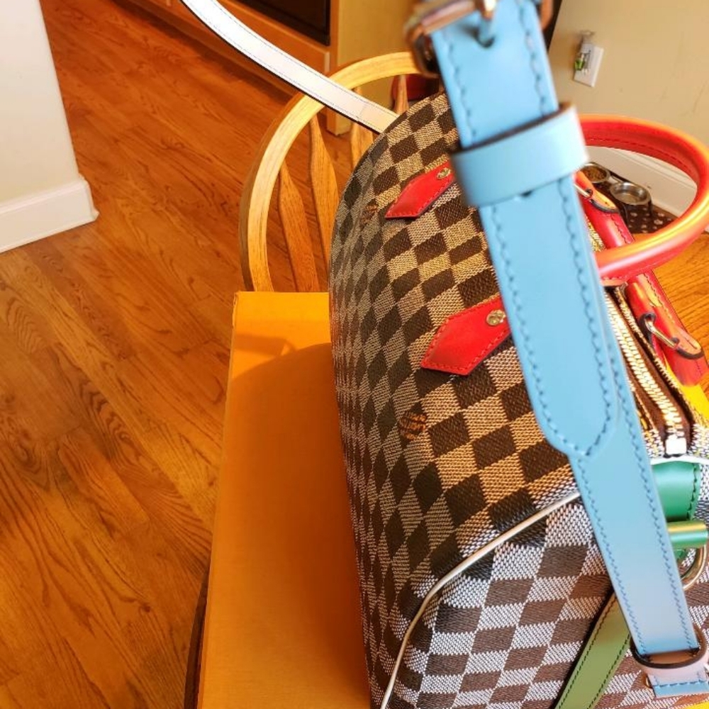 NWT Rare Louis Vuitton Red Black White Nicholas Ghesquiere Speedy 30 Bandoullere - Picture 5 of 12